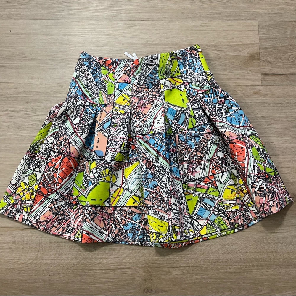 Maeve Multicolor Map Print A-Line Skirt